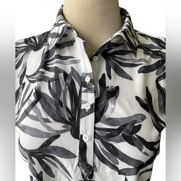 PUMA GOLF Black White Palm Sleeveless Polo Moisture Wicking UPF Resort Small - Picture 5 of 15